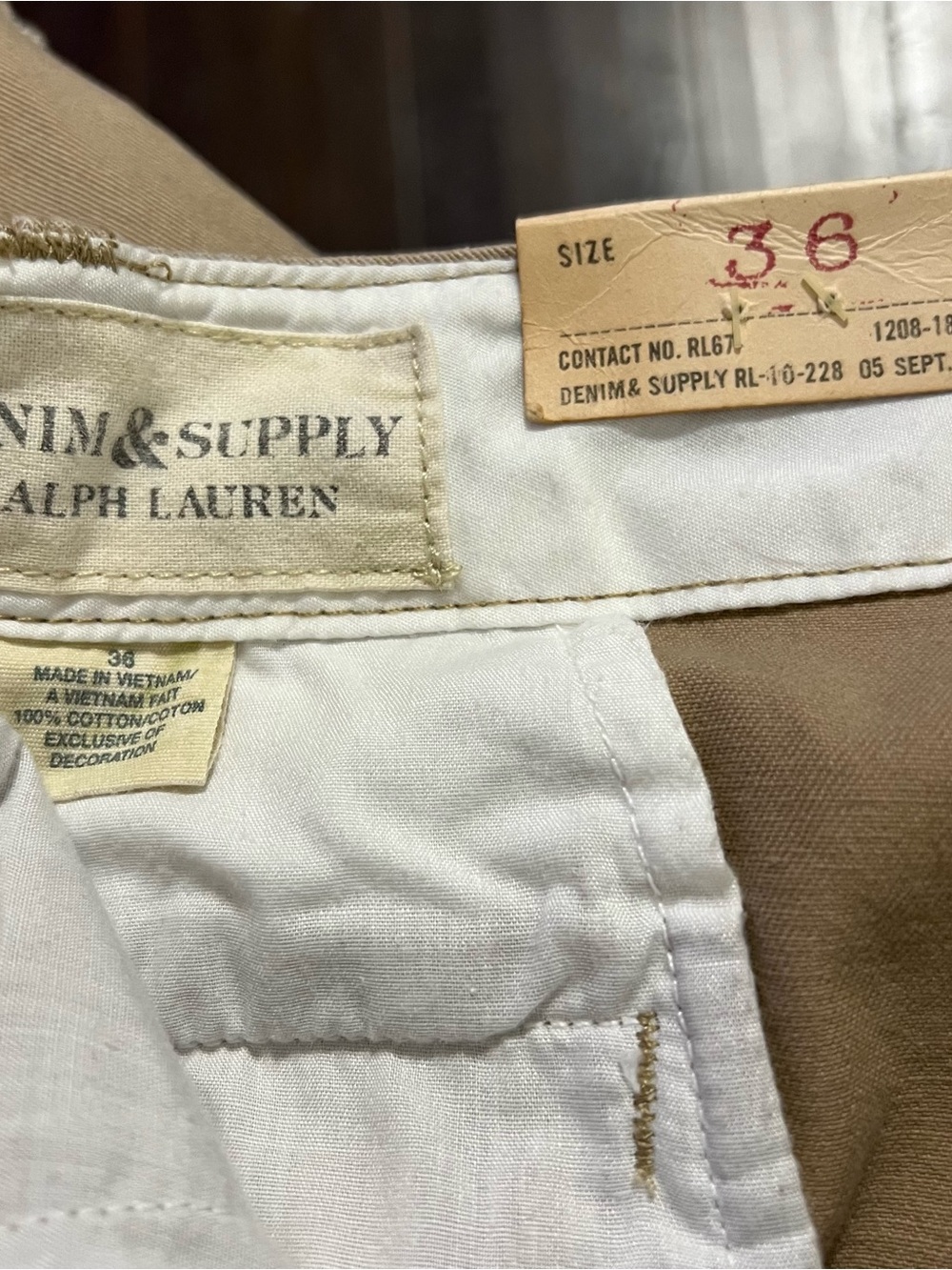 Denim & Supply Ralph Lauren Mens Size 36 Shorts Khaki US Flag - Picture 7 of 7